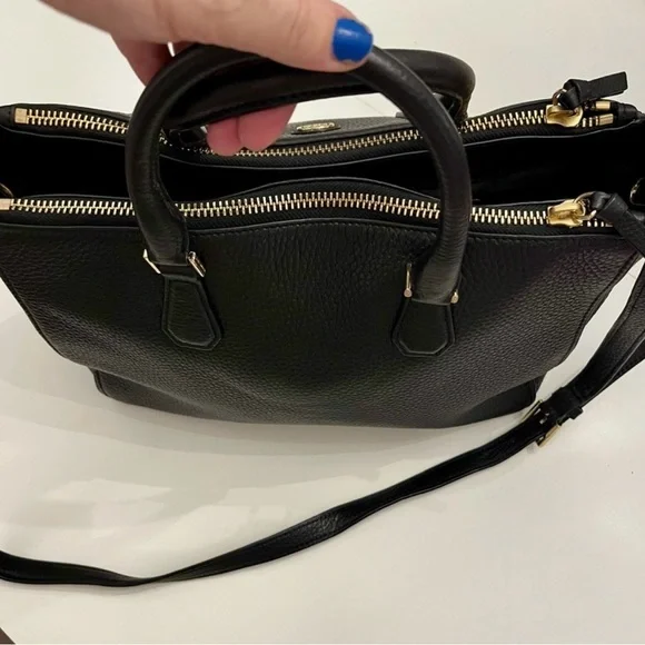 Tory Burch Black pebbled Leather Tote Bag with remov crossbody strap and dusty - Picture 8 of 10